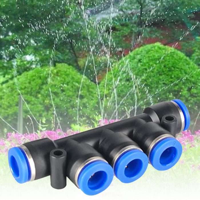 PK 4-12mm Blue 5-Way Tube Pneumatic Connector Air Line Water Hose Quick Fitting