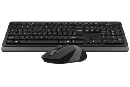 A4TECH Fstyler FG1010 Wireless Keyboard And Mouse Combo - 2.4 GHz Wireless - Sleek Round-Square Keycaps - 1000/1600/2000 DPI - Grey/Blue/Orange