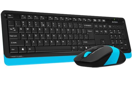 A4TECH Fstyler FG1010 Wireless Keyboard And Mouse Combo - 2.4 GHz Wireless - Sleek Round-Square Keycaps - 1000/1600/2000 DPI - Grey/Blue/Orange