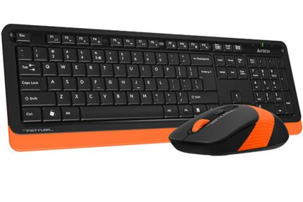 A4TECH Fstyler FG1010 Wireless Keyboard And Mouse Combo - 2.4 GHz Wireless - Sleek Round-Square Keycaps - 1000/1600/2000 DPI - Grey/Blue/Orange