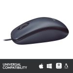 Logitech B100 Wired USB Mouse, 3-Buttons, Optical Tracking, Ambidextrous PC / Mac / Laptop - Black